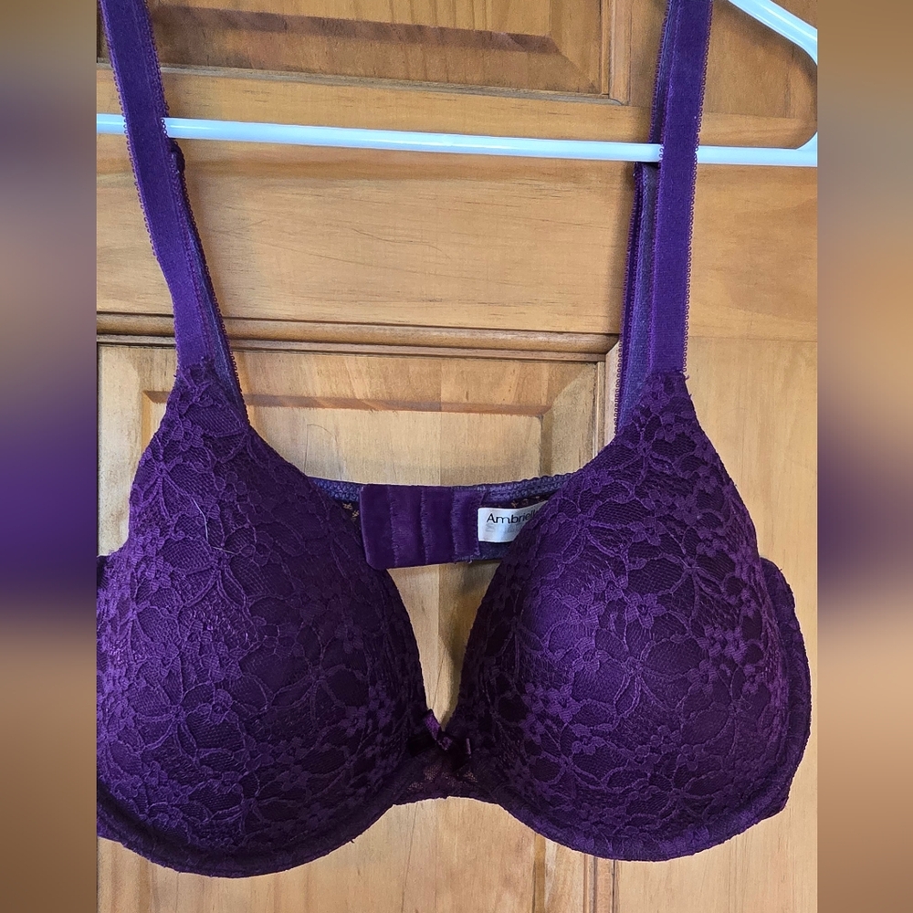 Ambrielle Purple Lace Full-Coverage Bra